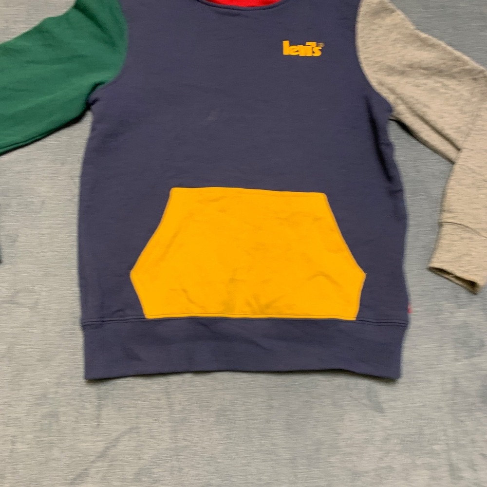 Levi's Essentials Hoodie Boys Medium Multicolor Colorblock Fleece Lined Comfy - Picture 6 of 15